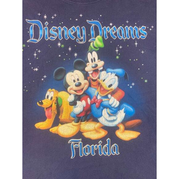 Vintage Disney Men's L Blue Mickey Goofy Dream Florida USA Graphic T -Shirt - Picture 4 of 8